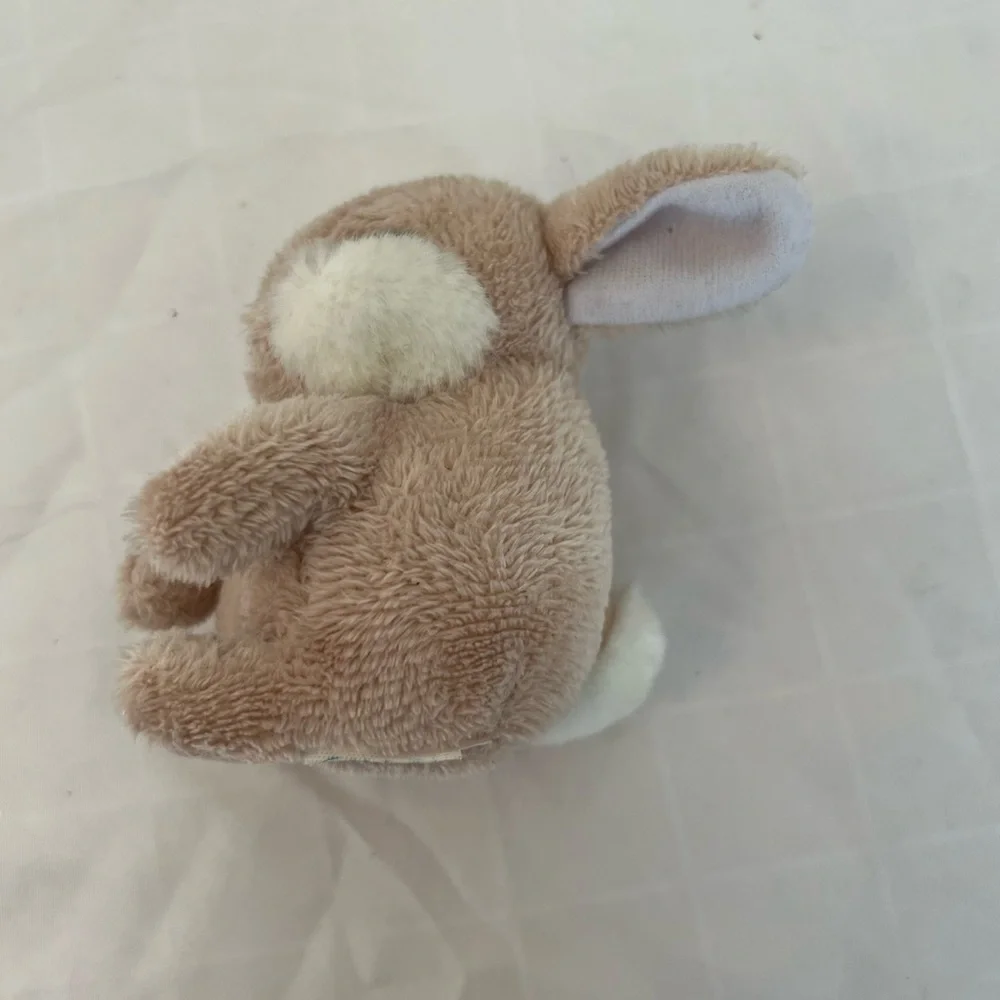 Rabbit bunny plush 4”‎ x 4” tan white Easter decor chubby cheeks
